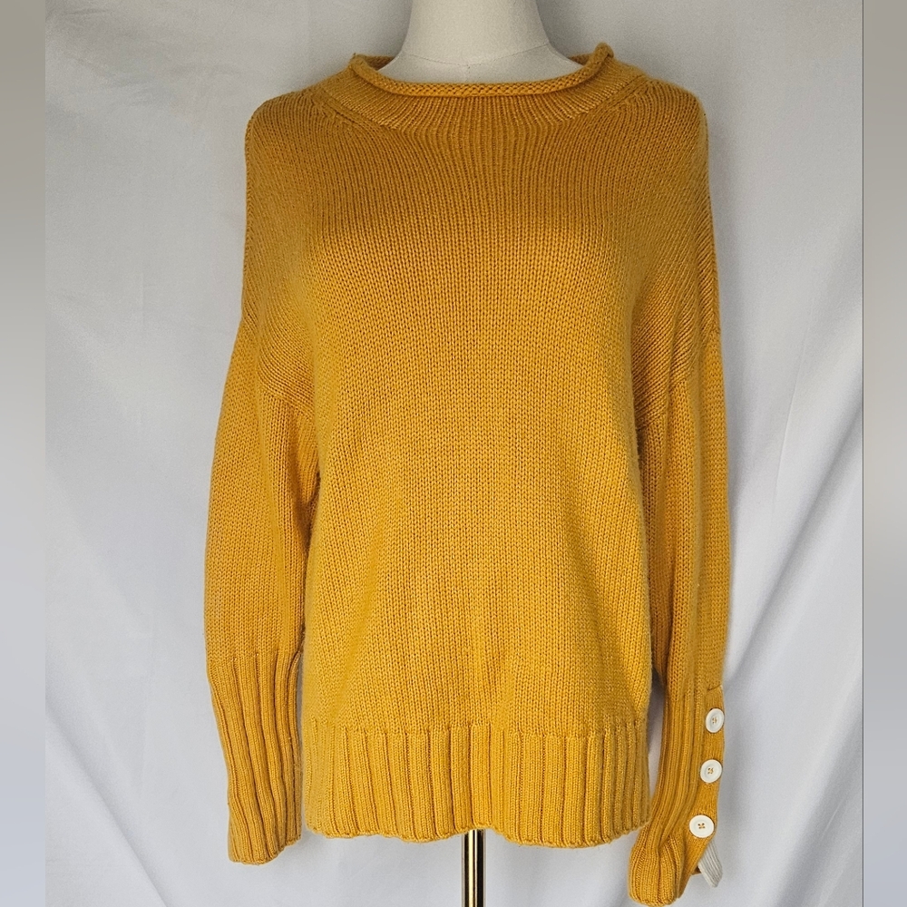Boden Wool/Alpaca Blend Mustard Sweater with Button Details